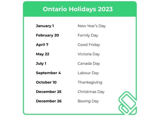 Statutory Holidays in Ontario in 2023